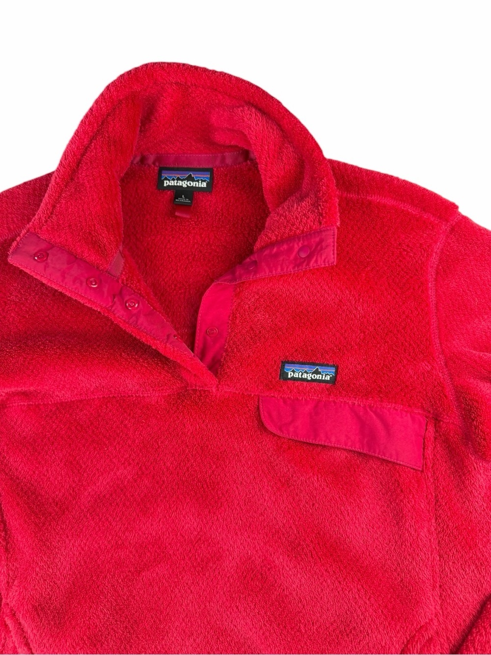 Patagonia Women’s Hot Pink Snap T Fleece Pullover Sweater Size L - Picture 2 of 7